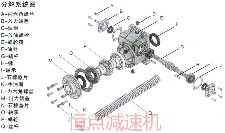 SWL蝸輪絲杆升降機内部結構圖