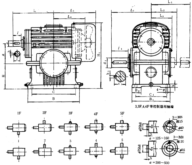 蝸輪減速器外形、安裝尺寸