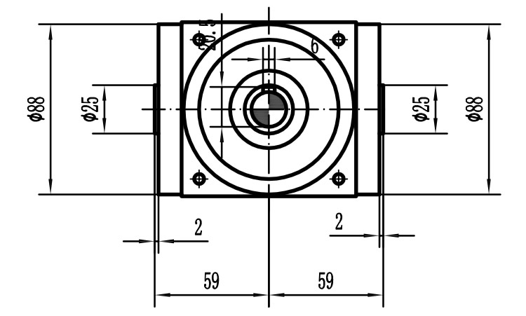 HDA09系列換向器：HDA09-2：1-E外形安裝尺寸圖1