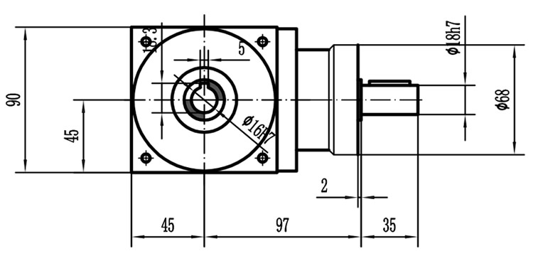 HDA09系列換向器：HDA09-2：1-E外形安裝尺寸圖2